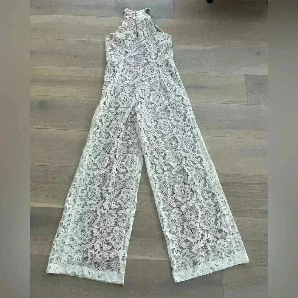 JULIA JORDAN knot Lace Jumpsuit In‎ white / Nude Size 4 - Picture 6 of 12